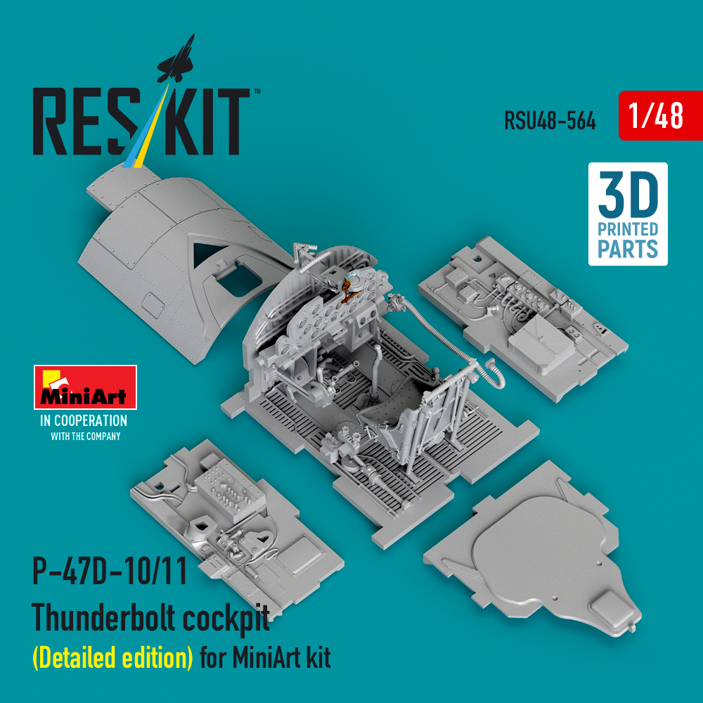 Reskit P-47D-10/11 Thunderbolt cockpit (Detailed edition) for MiniArt kit (3D Printed) (1/48) RSU48-0564 - Image 2