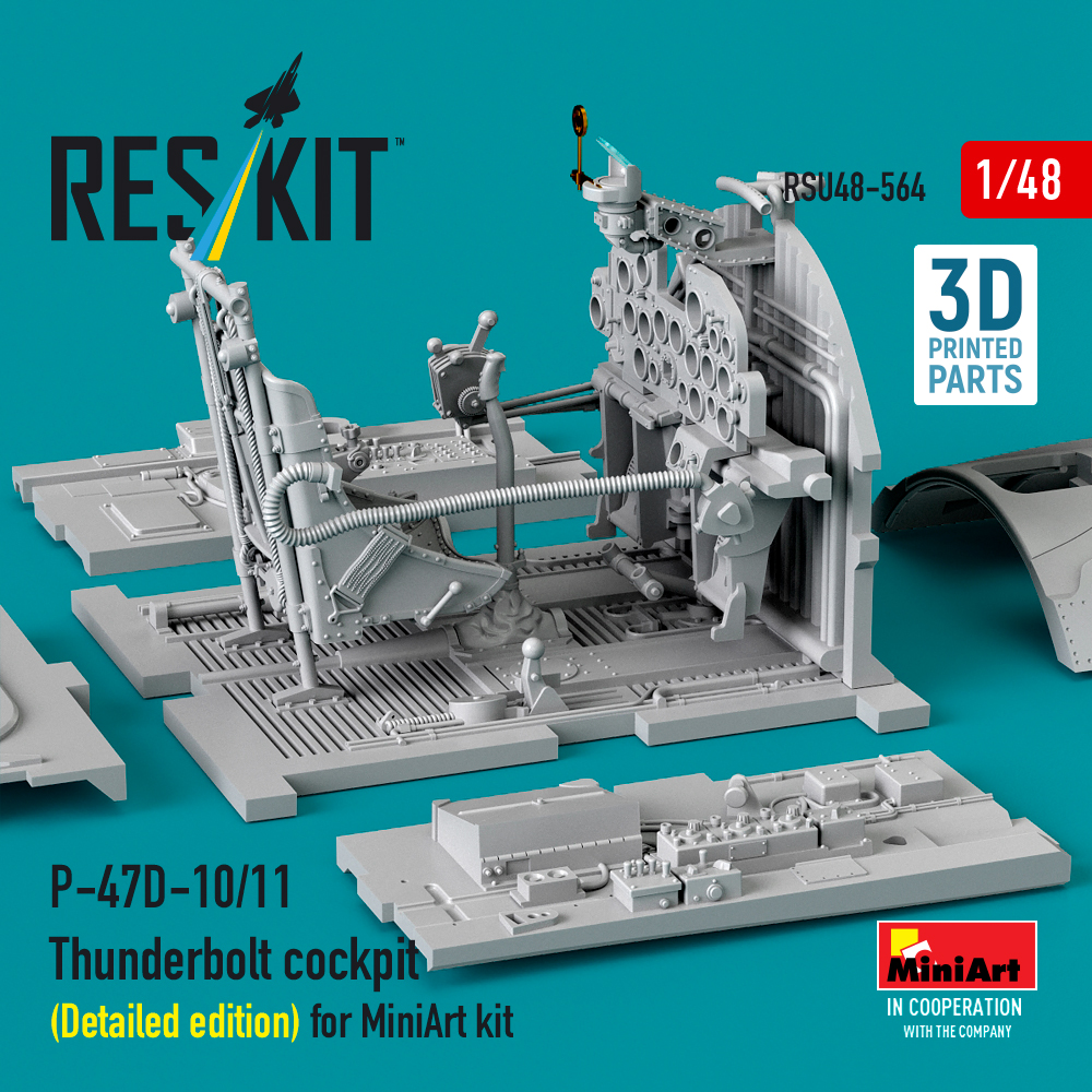 Reskit P-47D-10/11 Thunderbolt cockpit (Detailed edition) for MiniArt kit (3D Printed) (1/48) RSU48-0564 - Image 3