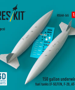 Reskit 150 gallon underwing fuel tanks (2 pcs) (F-5E/F/N, F-20, AT-3) (3D Printed) (1/48) RSU48-0565