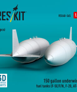 Alternative view of Reskit 150 gallon underwing fuel tanks (2 pcs) (F-5E/F/N, F-20, AT-3) (3D Printed) (1/48) RSU48-0565