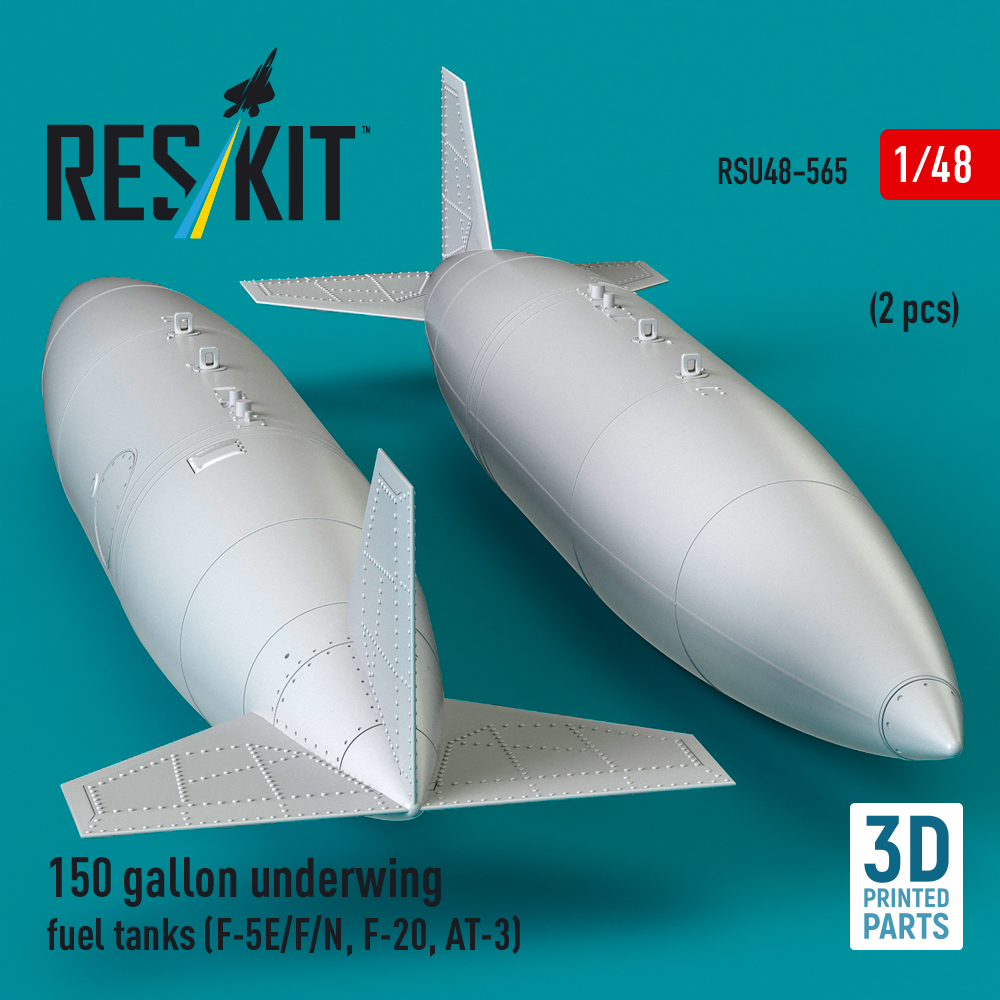 Reskit 150 gallon underwing fuel tanks (2 pcs) (F-5E/F/N, F-20, AT-3) (3D Printed) (1/48) RSU48-0565 - Image 3