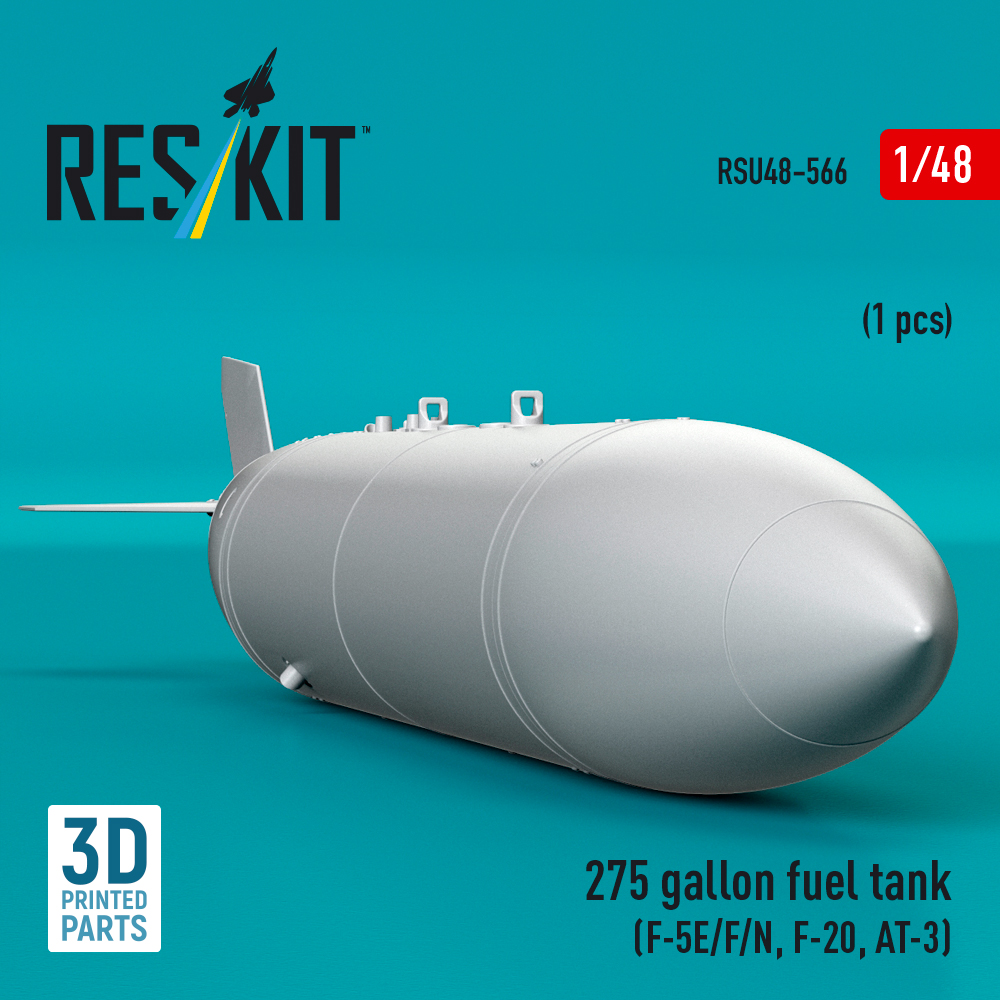 Reskit 275 gallon fuel tank (F-5E/F/N, F-20, AT-3) (1 pcs) (3D Printed) (1/48) RSU48-0566 - Image 2