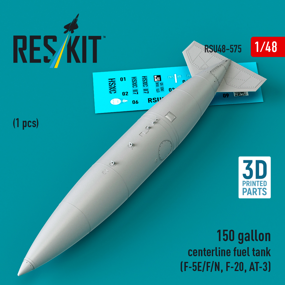 Reskit 150 gallon centerline fuel tank (F-5E/F/N, F-20, AT-3) (1 pcs) (3D Printed) (1/48) RSU48-0575