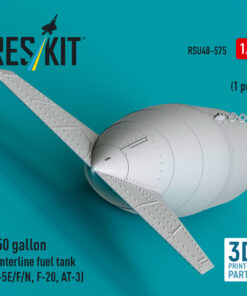 Alternative view of Reskit 150 gallon centerline fuel tank (F-5E/F/N, F-20, AT-3) (1 pcs) (3D Printed) (1/48) RSU48-0575