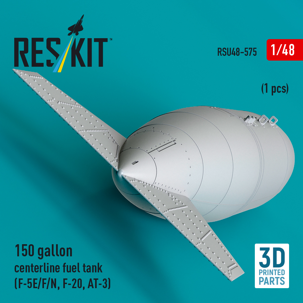 Reskit 150 gallon centerline fuel tank (F-5E/F/N, F-20, AT-3) (1 pcs) (3D Printed) (1/48) RSU48-0575 - Image 2