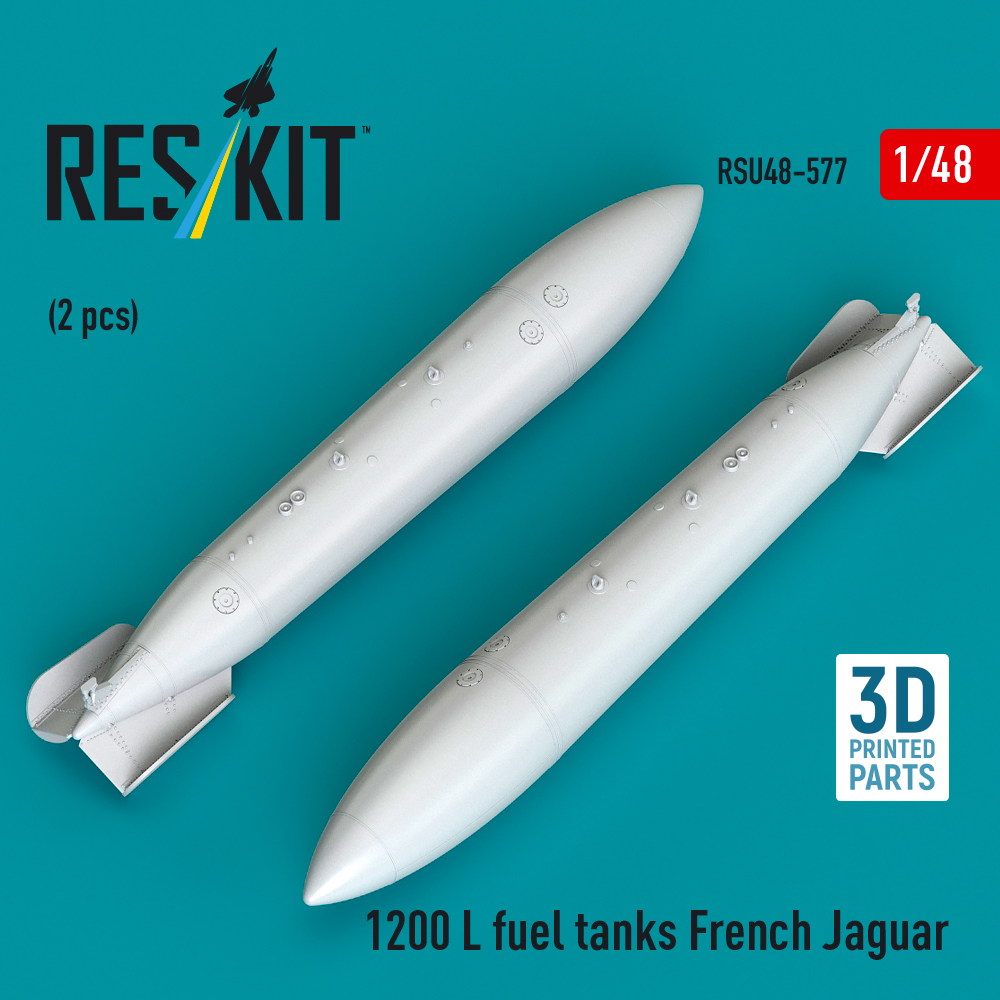 Reskit 1200 L fuel tanks French Jaguar (2 pcs) (3D Printed) (1/48) RSU48-0577