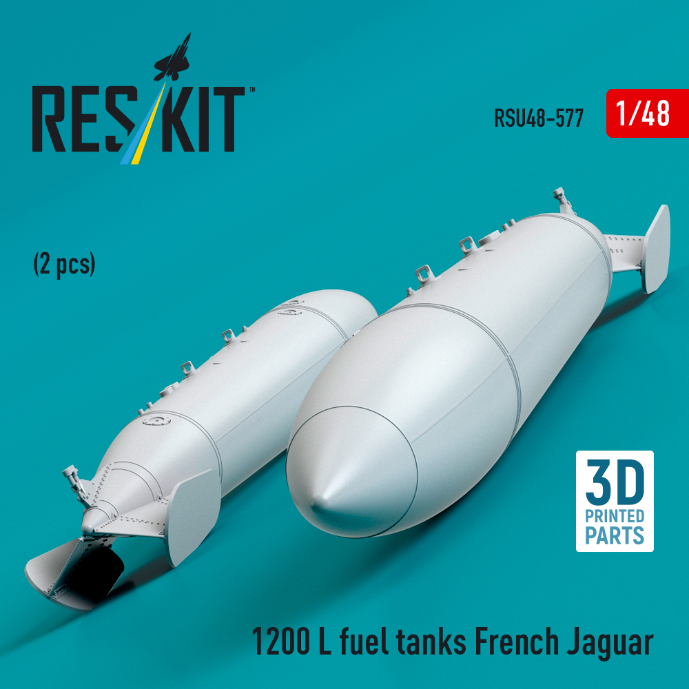 Reskit 1200 L fuel tanks French Jaguar (2 pcs) (3D Printed) (1/48) RSU48-0577 - Image 2