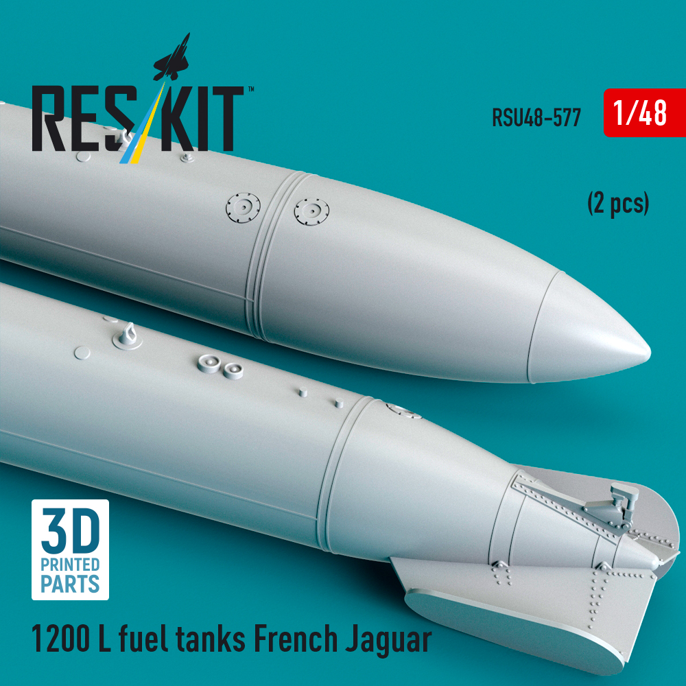 Reskit 1200 L fuel tanks French Jaguar (2 pcs) (3D Printed) (1/48) RSU48-0577 - Image 3