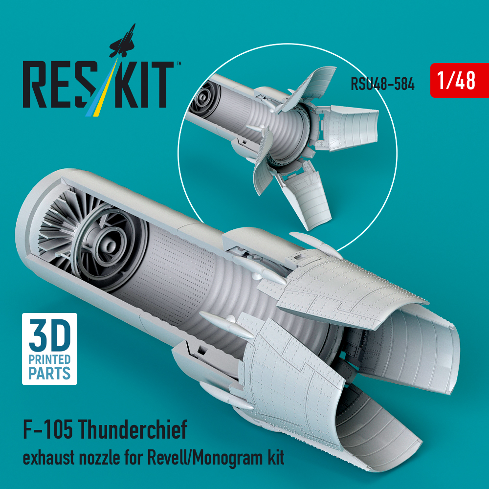 Reskit F-105 Thunderchief exhaust nozzle for Revell/Monogram kit (3D Printed) (1/48) RSU48-0584