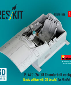 Reskit P-47D-26-28 Thunderbolt cockpit (Basic edition with 3D decals) for MiniArt kit (3D Printed) (1/48) RSU48-0586