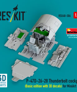 Alternative view of Reskit P-47D-26-28 Thunderbolt cockpit (Basic edition with 3D decals) for MiniArt kit (3D Printed) (1/48) RSU48-0586