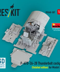 Alternative view of Reskit P-47D-26-28 Thunderbolt cockpit (Detailed edition) for MiniArt kit (3D Printed) (1/48) RSU48-0587