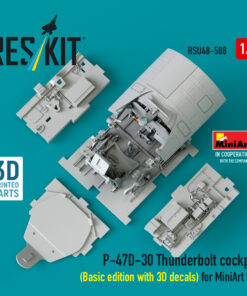 Alternative view of Reskit P-47D-30 Thunderbolt cockpit (Basic edition with 3D decals) for MiniArt kit (3D Printed) (1/48) RSU48-0588