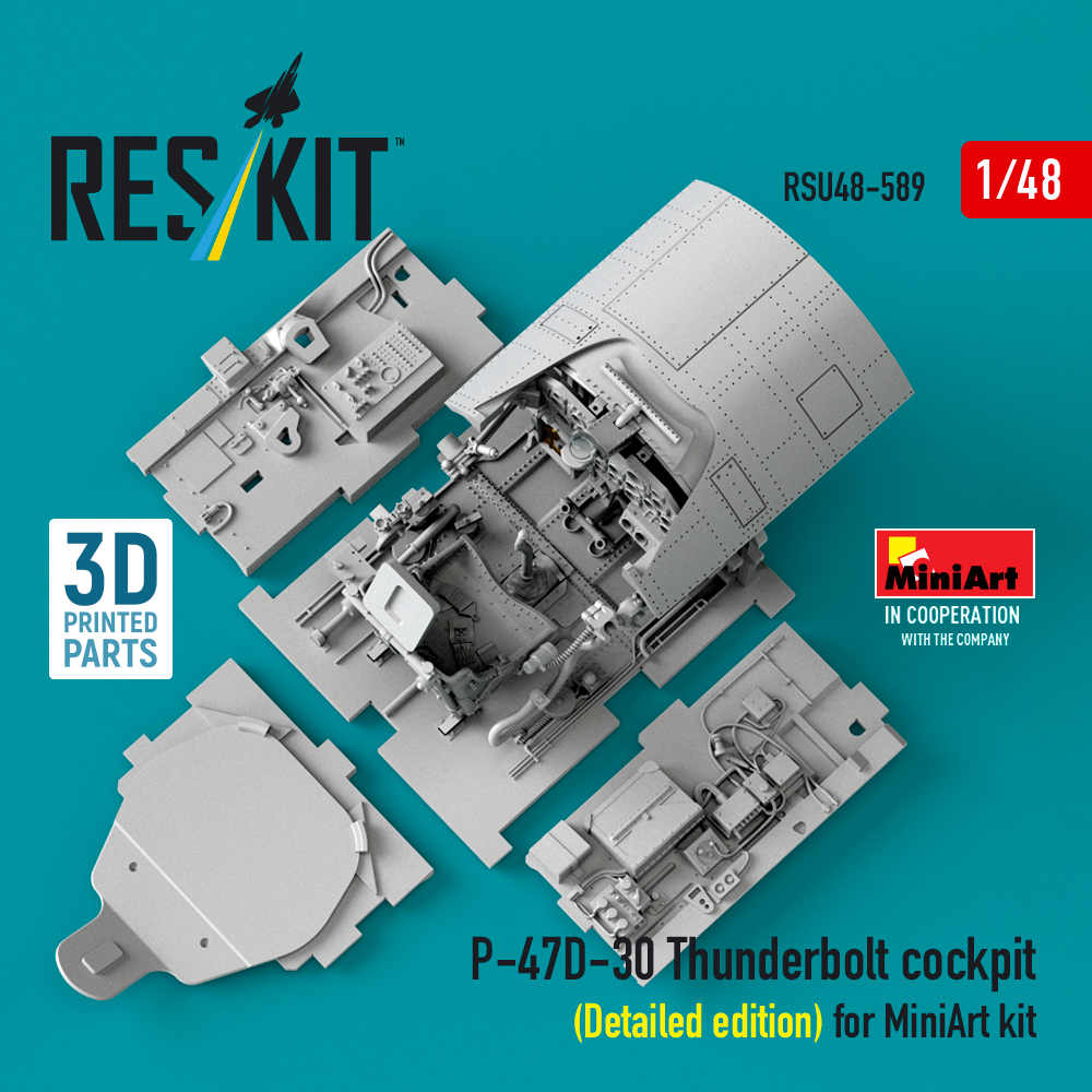 Reskit P-47D-30 Thunderbolt cockpit (Detailed edition) for MiniArt kit (3D Printed) (1/48) RSU48-0589 - Image 2