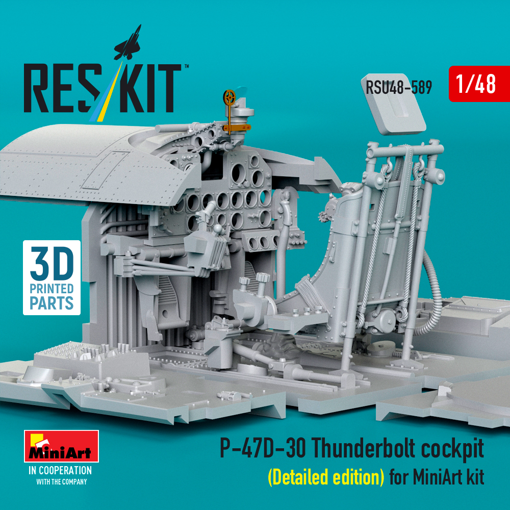 Reskit P-47D-30 Thunderbolt cockpit (Detailed edition) for MiniArt kit (3D Printed) (1/48) RSU48-0589 - Image 3