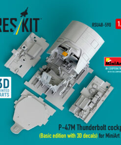 Alternative view of Reskit P-47M Thunderbolt cockpit (Basic edition with 3D decals) for MiniArt kit (3D Printed) (1/48) RSU48-0590