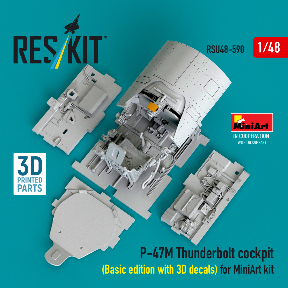 Reskit P-47M Thunderbolt cockpit (Basic edition with 3D decals) for MiniArt kit (3D Printed) (1/48) RSU48-0590 - Image 2