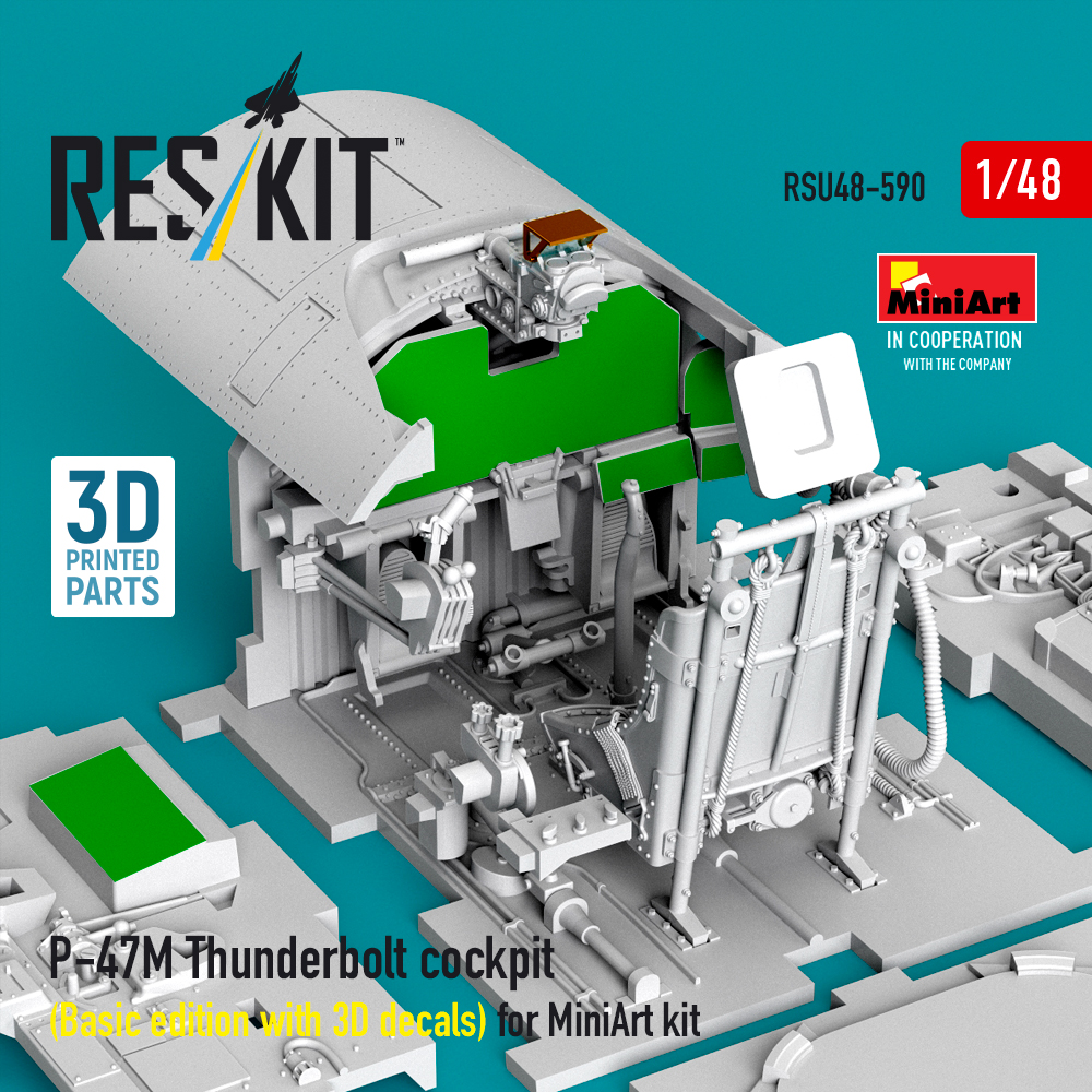 Reskit P-47M Thunderbolt cockpit (Basic edition with 3D decals) for MiniArt kit (3D Printed) (1/48) RSU48-0590 - Image 3