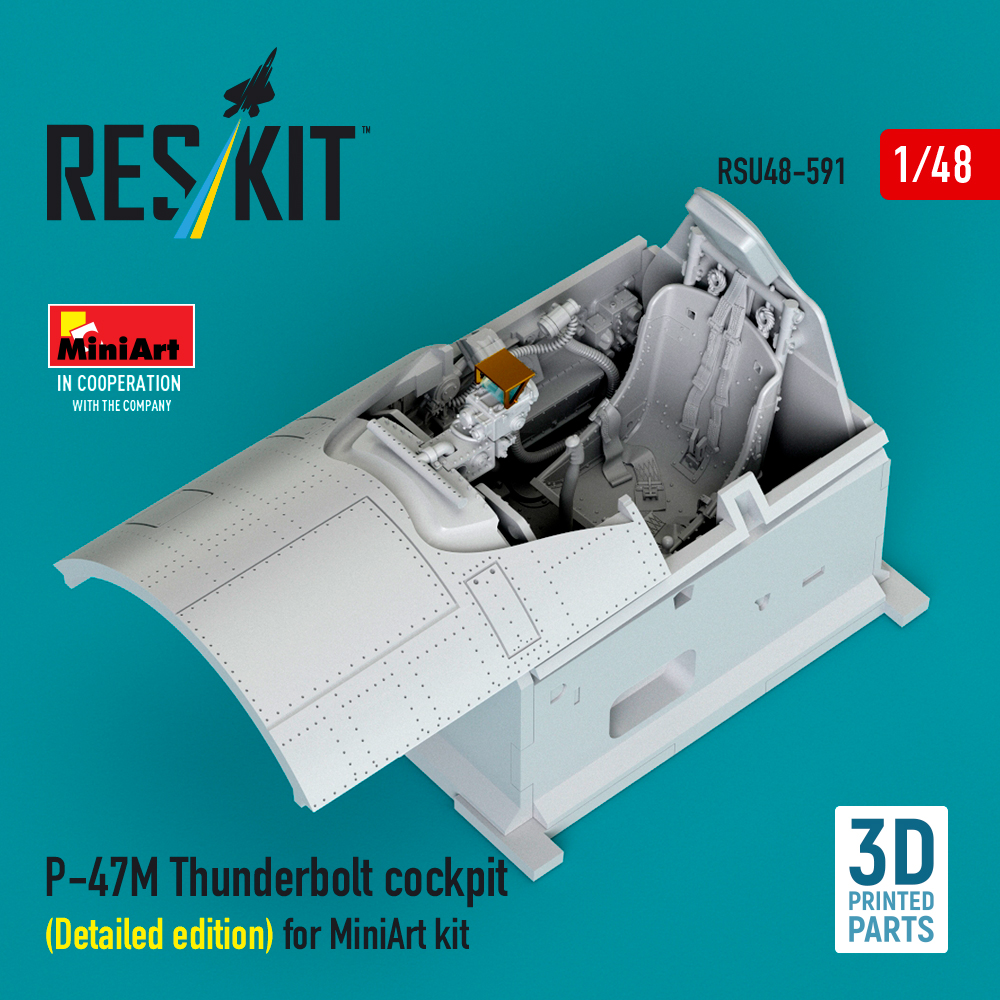 Reskit P-47M Thunderbolt cockpit (Detailed edition) for MiniArt kit (3D Printed) (1/48) RSU48-0591