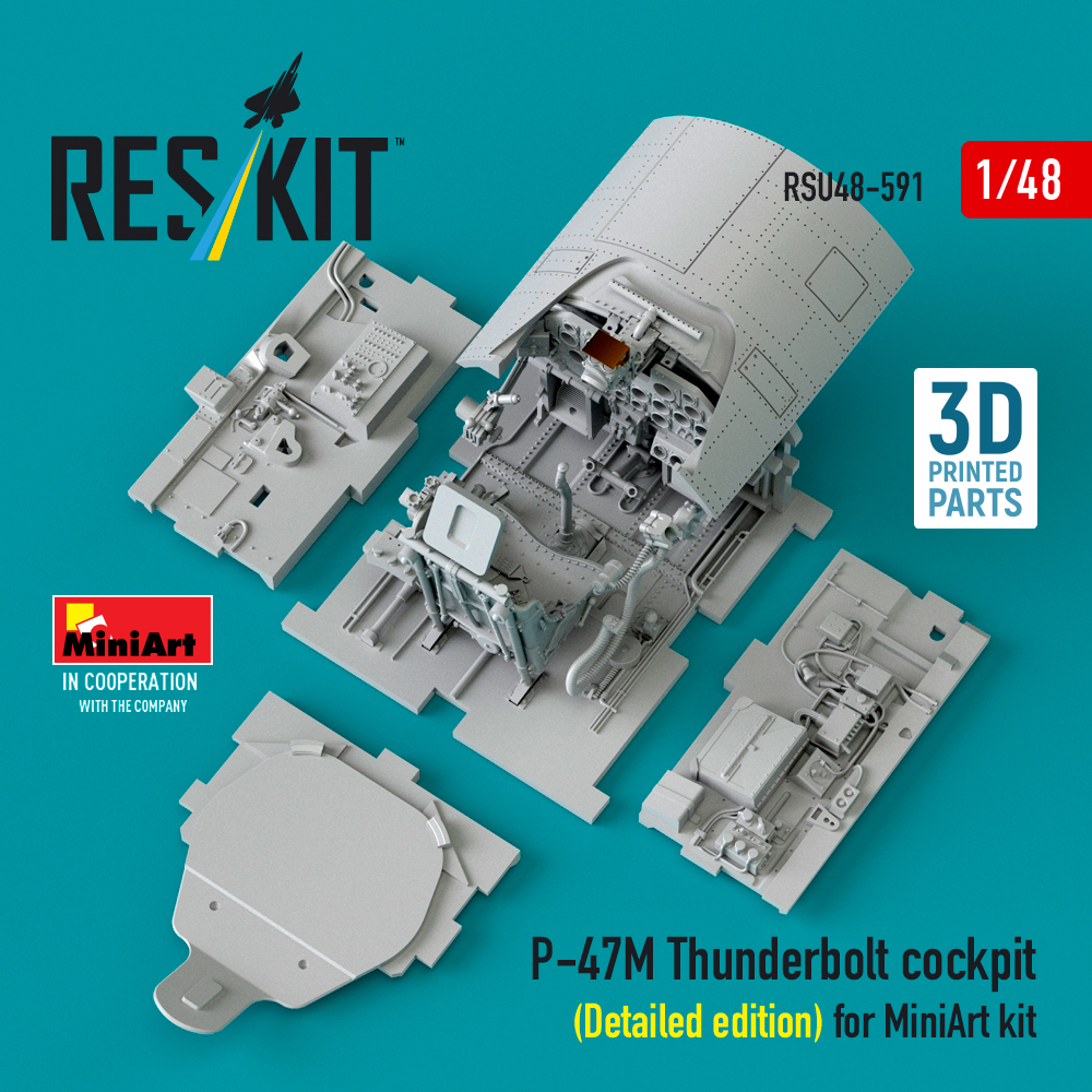 Reskit P-47M Thunderbolt cockpit (Detailed edition) for MiniArt kit (3D Printed) (1/48) RSU48-0591 - Image 2