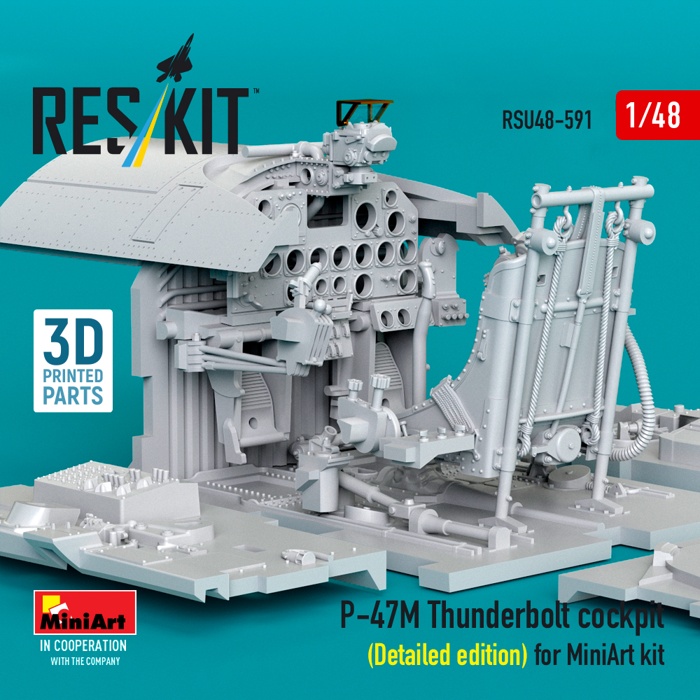 Reskit P-47M Thunderbolt cockpit (Detailed edition) for MiniArt kit (3D Printed) (1/48) RSU48-0591 - Image 3