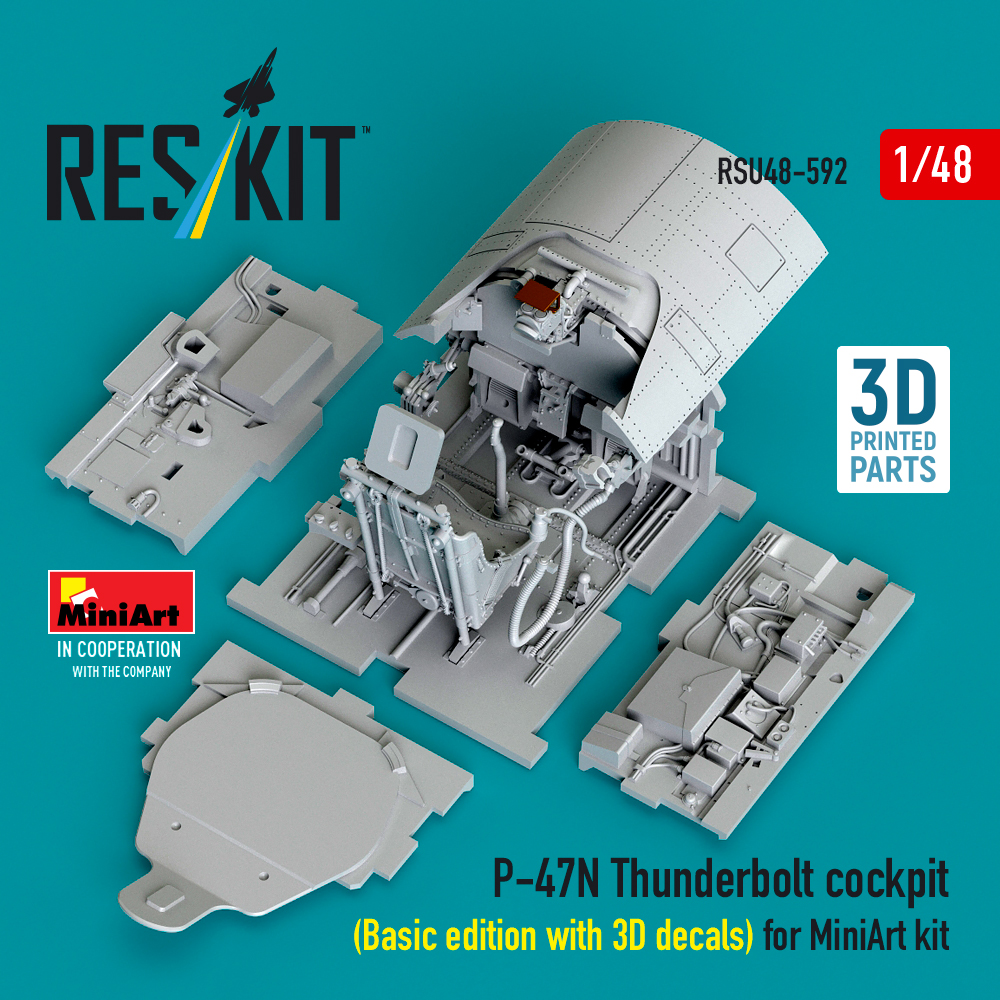 Reskit P-47N Thunderbolt cockpit (Basic edition with 3D decals) for MiniArt kit (3D Printed) (1/48) RSU48-0592 - Image 2