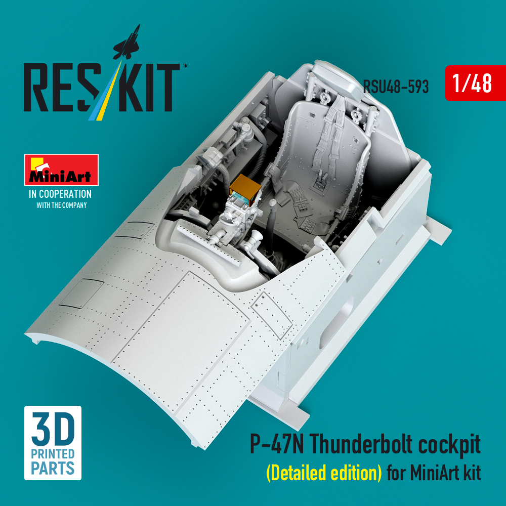 Reskit P-47N Thunderbolt cockpit (Detailed edition) for MiniArt kit (3D Printed) (1/48) RSU48-0593