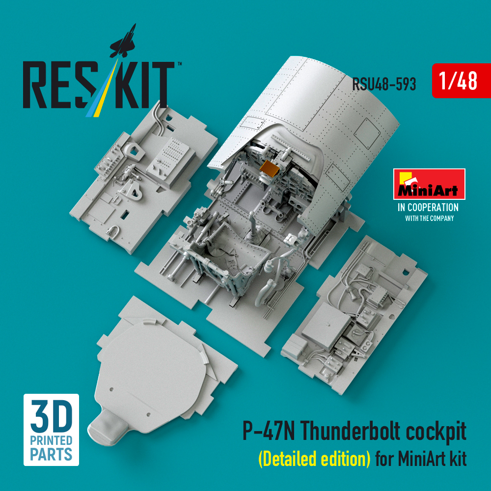 Reskit P-47N Thunderbolt cockpit (Detailed edition) for MiniArt kit (3D Printed) (1/48) RSU48-0593 - Image 2