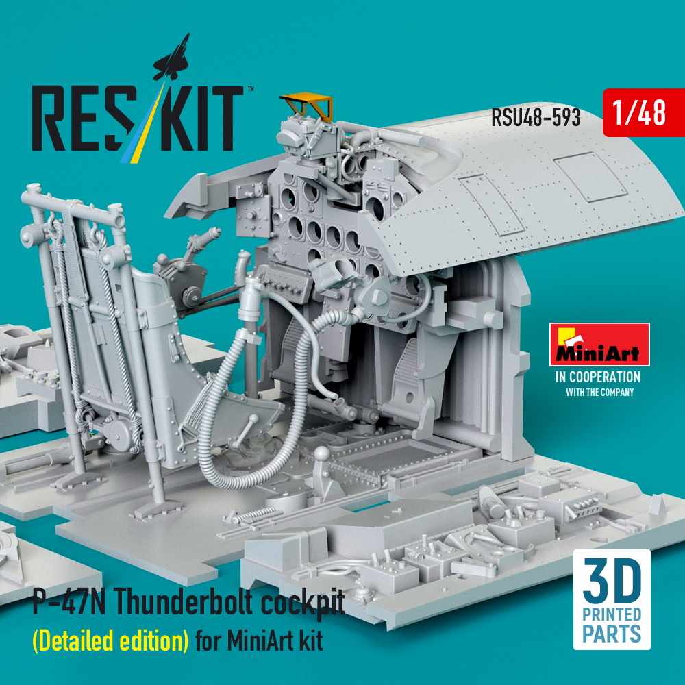Reskit P-47N Thunderbolt cockpit (Detailed edition) for MiniArt kit (3D Printed) (1/48) RSU48-0593 - Image 3