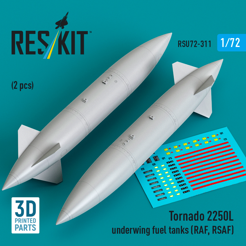ResKit Tornado 2250L underwing fuel tanks (RAF, RSAF) (2 pcs) (3D Printed) (1/72) RSU72-0311