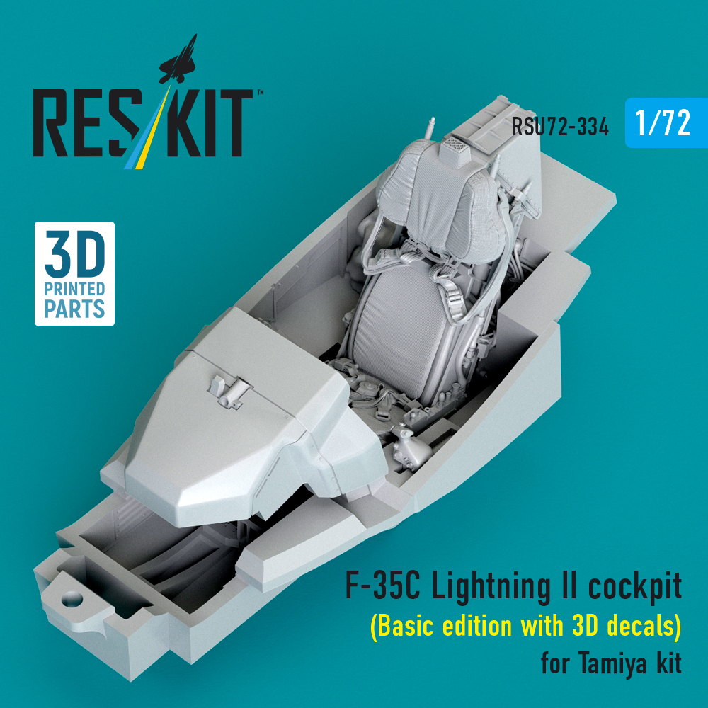 ResKit F-35C Lightning II cockpit (Basic edition with 3D decals) for Tamiya kit (3D Printed) (1/72)) RSU72-0334