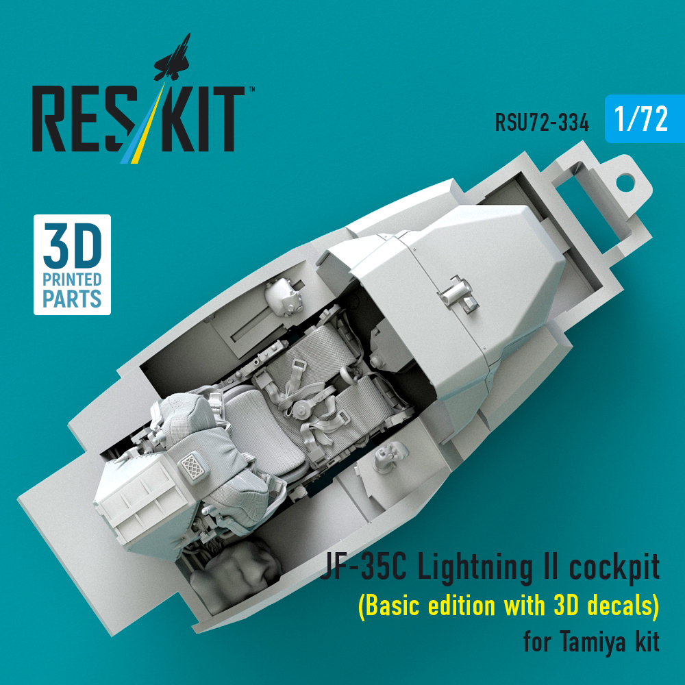 ResKit F-35C Lightning II cockpit (Basic edition with 3D decals) for Tamiya kit (3D Printed) (1/72)) RSU72-0334 - Image 2