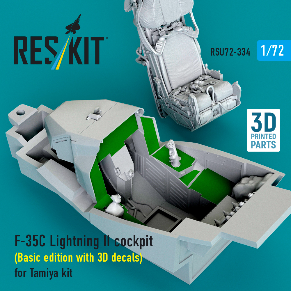 ResKit F-35C Lightning II cockpit (Basic edition with 3D decals) for Tamiya kit (3D Printed) (1/72)) RSU72-0334 - Image 3